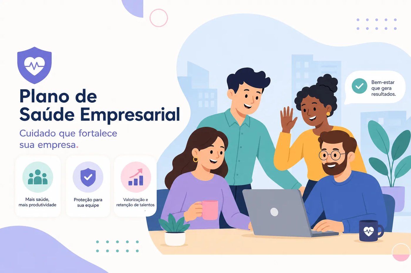 Plano coletivo empresarial: equipe de uma empresa protegida pelo benefício de saúde
